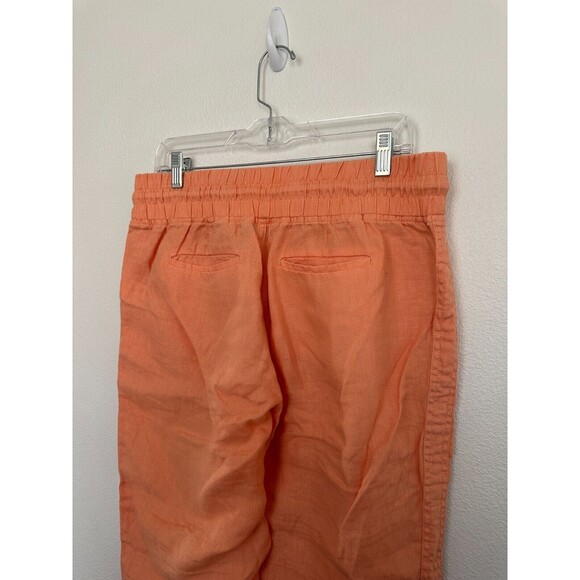Athleta Cabo Linen Joggers Orange Drawstring Breathable Beach Women's Size 10 - Picture 6 of 8